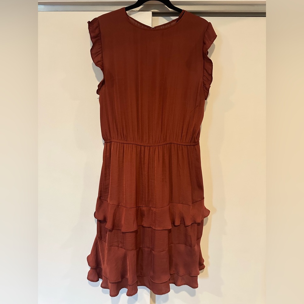 Simply Vera Vera Wang Ruffled Brown Mini Dress